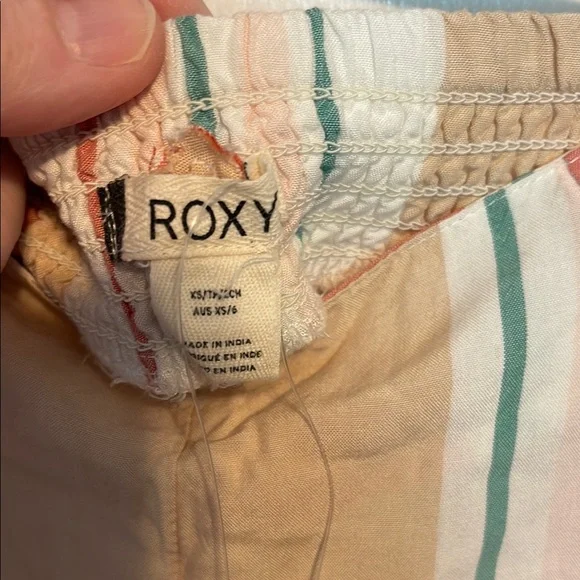 Roxy Orange and White Striped summer Crop Pants wide leg size xs - Picture 3 of 8
